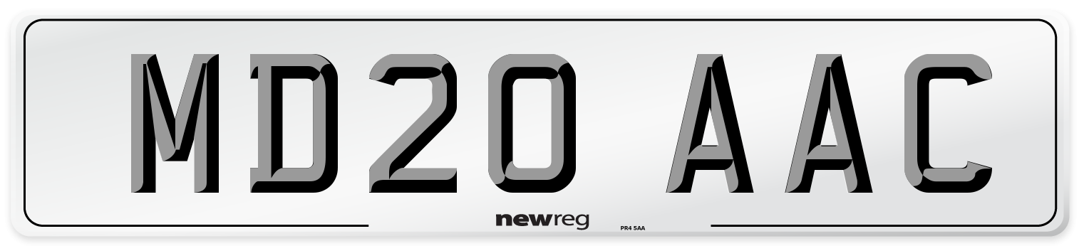 MD20 AAC Number Plate from New Reg